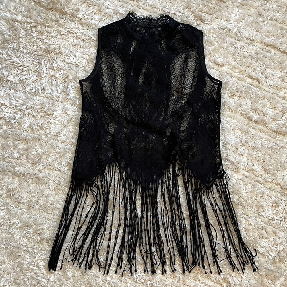 Zara Lace Fringe Top